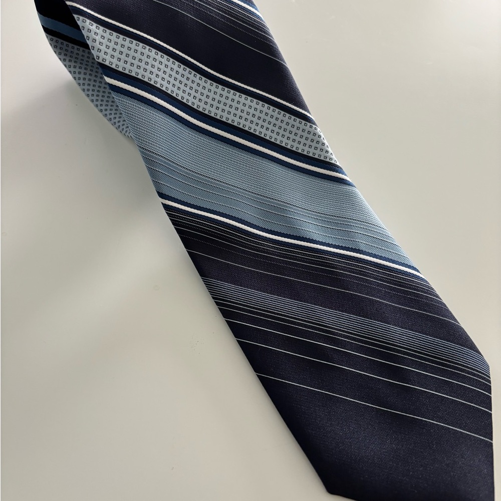 Wemlon of Wembley Blue and Gray Striped Tie Classic Accessory